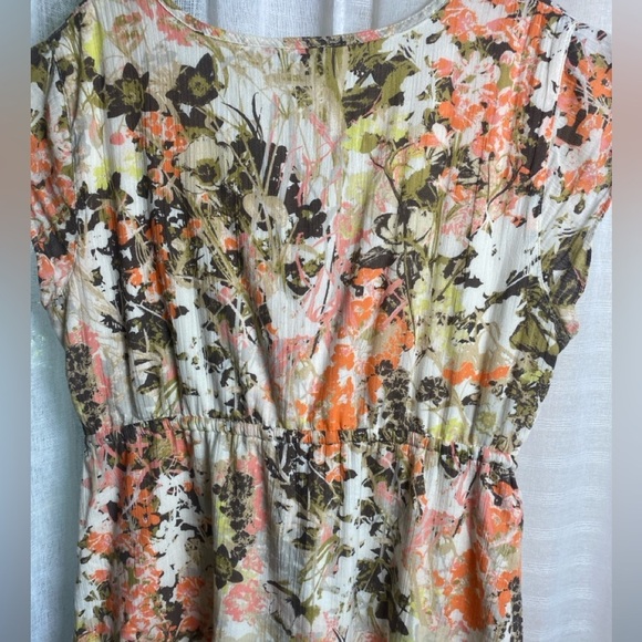 Eddie Bauer V Neck Faux Wrap 100% Cotton Floral Dress Size 12 - Picture 8 of 14